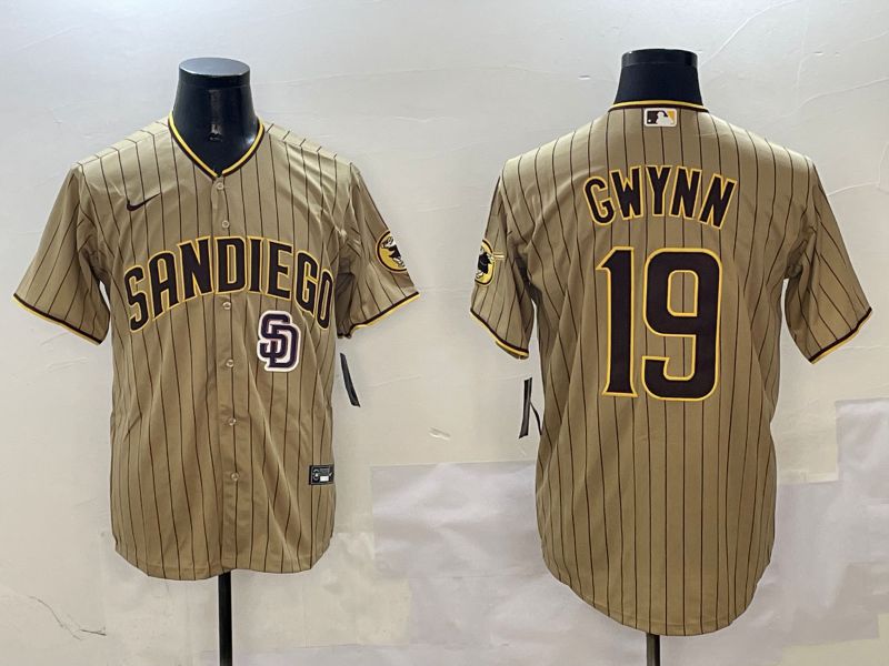 Men San Diego Padres #19 Gwynn Brown Stripe Game 2025 Nike MLB Jersey style 8->san diego padres->MLB Jersey